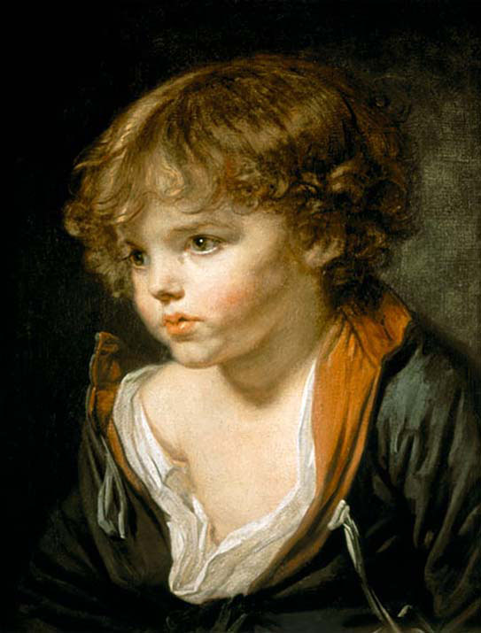 a boy in red green shirt